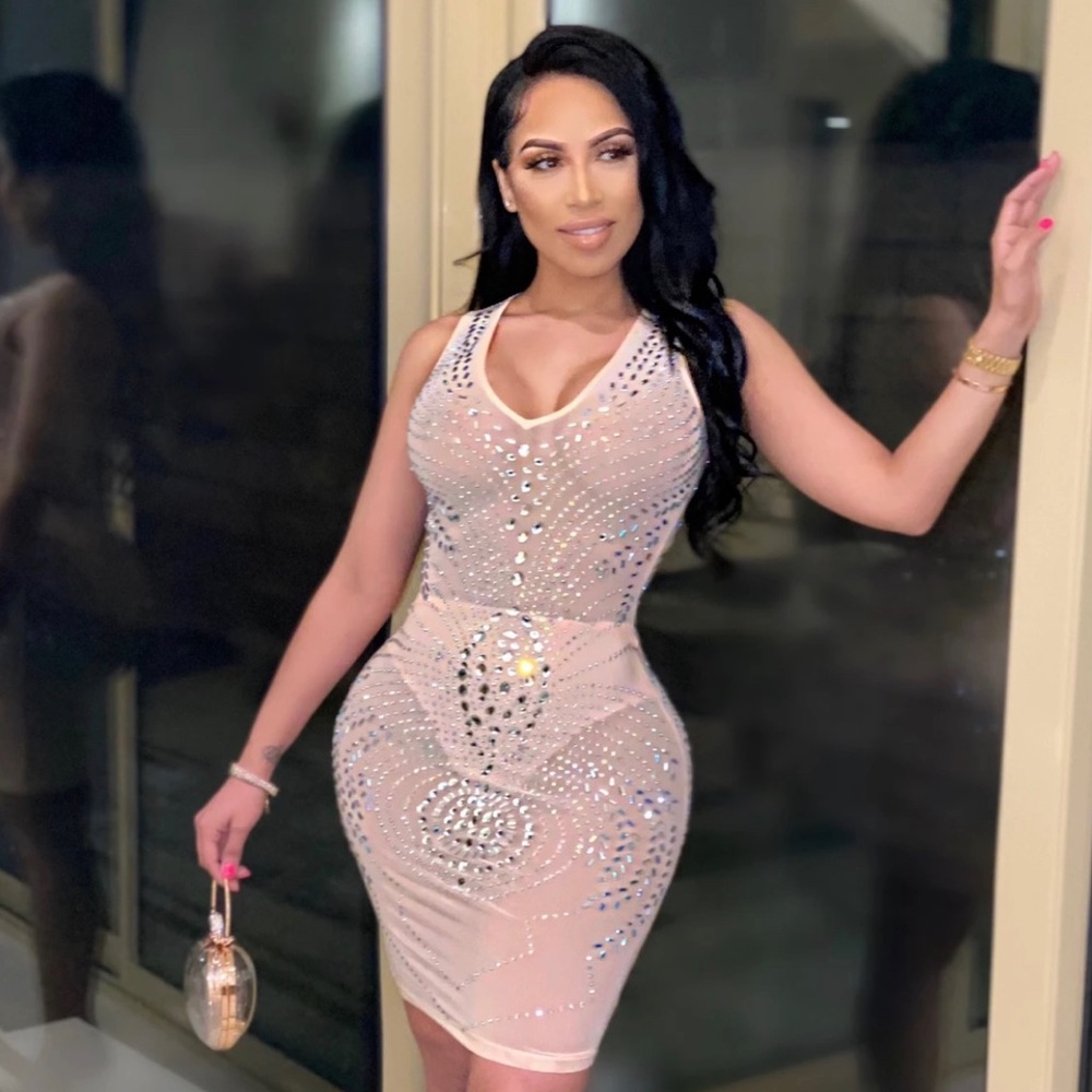 Mesh crystal dress (blush)